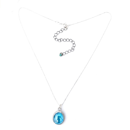 Glass Pendant on 16” Sterling Chain with Extender Chain