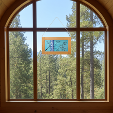 Load image into Gallery viewer, Large Window Hanging, Teal and Blue Branch, Kiki Renander #2