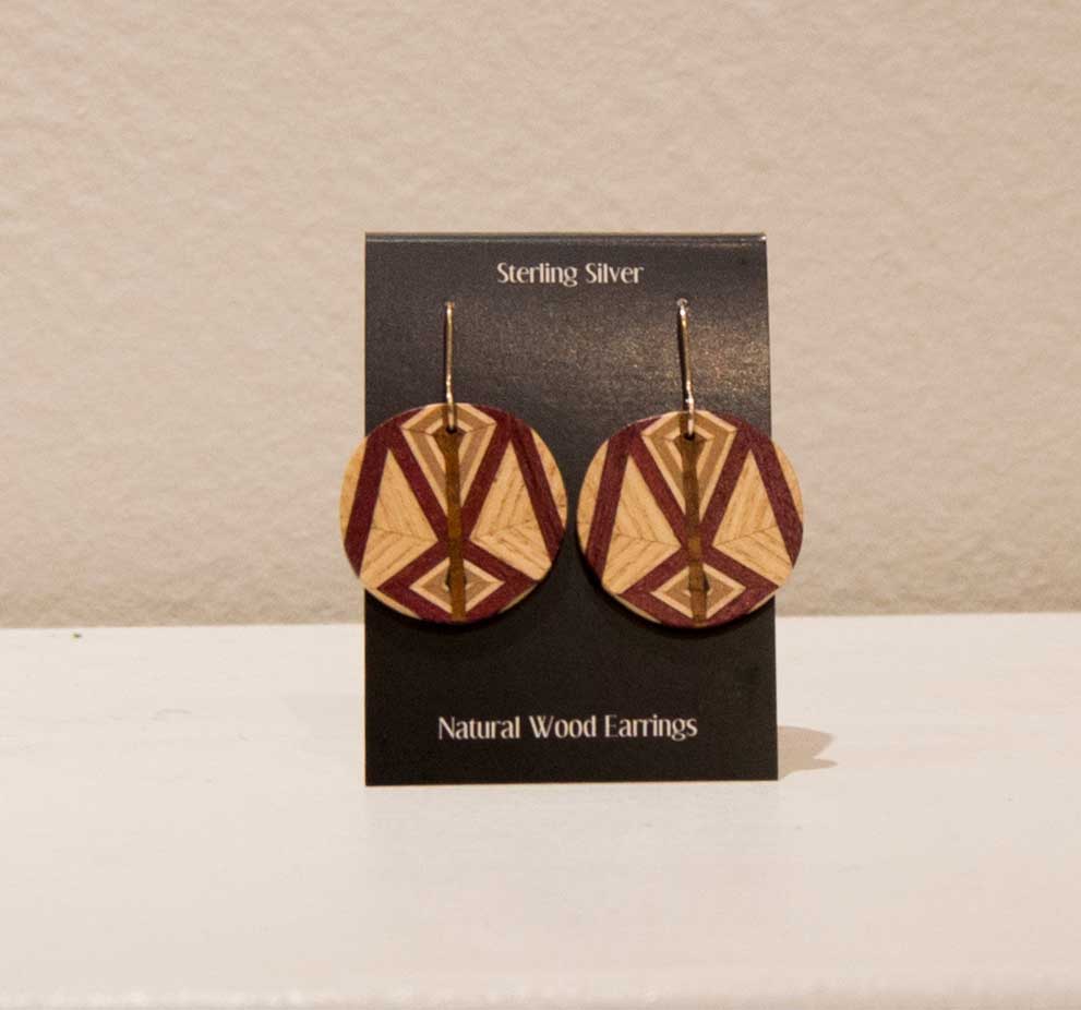 Wooden Inlay Earrings, Mark Bakula #115