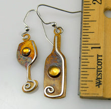 Load image into Gallery viewer, Wine Bottle and Glass Earrings in Patina Sterling Silver with Citrine Cabochons, BE3w, Lois Linn Jewelry