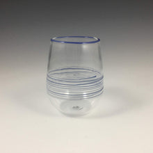 Load image into Gallery viewer, LaBrecque glass, Handmade Clear Glass with Blue Bands
