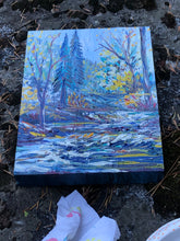 Load image into Gallery viewer, "Kooteni in the fall" Thick Original Plein Air Oil on birch frame