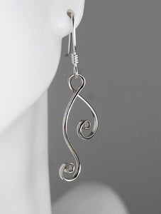 Shiny Silver Ketta Double Spiral Earrings, Intertwining Spiral Earrings, SE11 , Lois Linn Jewelry