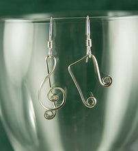 Load image into Gallery viewer, Silver Treble Clef Earrings, Argentium Sterling Silver Musical Earrings SE15, Lois Linn Jewelry