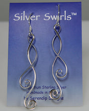 Load image into Gallery viewer, Long Silver Double Spiral Earrings, SE4, Lois Linn Jewelry
