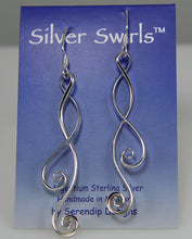 Load image into Gallery viewer, Long Silver Double Spiral Earrings, SE4, Lois Linn Jewelry