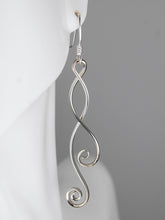 Load image into Gallery viewer, Long Silver Double Spiral Earrings, SE4, Lois Linn Jewelry
