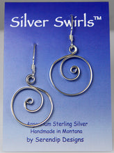 Load image into Gallery viewer, Larger Zen Spiral Circle Earrings in Argentium Sterling Silver Spiral Hoop Earrings, Larger Circle Earrings, SE61 , Lois Linn Jewelry