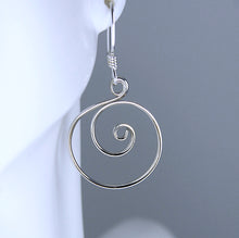 Load image into Gallery viewer, Larger Zen Spiral Circle Earrings in Argentium Sterling Silver Spiral Hoop Earrings, Larger Circle Earrings, SE61 , Lois Linn Jewelry