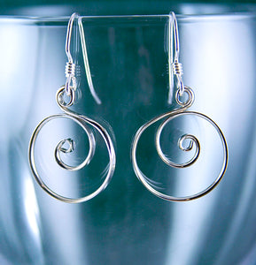 Larger Zen Spiral Circle Earrings in Argentium Sterling Silver Spiral Hoop Earrings, Larger Circle Earrings, SE61 , Lois Linn Jewelry