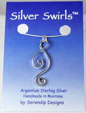 Load image into Gallery viewer, Argentium Sterling Silver Spiral Ketta Pendant, Shiny Silver Double Spiral Necklace, SN11 , Lois Linn Jewelry
