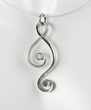 Load image into Gallery viewer, Argentium Sterling Silver Spiral Ketta Pendant, Shiny Silver Double Spiral Necklace, SN11 , Lois Linn Jewelry