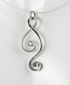 Argentium Sterling Silver Spiral Ketta Pendant, Shiny Silver Double Spiral Necklace, SN11 , Lois Linn Jewelry