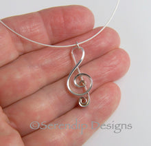 Load image into Gallery viewer, Argentium Sterling Silver Treble Clef Pendant, Sterling Silver Music Necklace, Musician Gift SN15, Lois Linn Jewelry