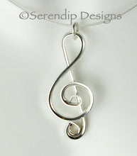 Load image into Gallery viewer, Argentium Sterling Silver Treble Clef Pendant, Sterling Silver Music Necklace, Musician Gift SN15, Lois Linn Jewelry