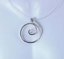 Load image into Gallery viewer, Larger Zen Spiral Circle Necklace in Argentium Sterling Silver, Crashing Wave Pendant, SN61 , Lois Linn Jewelry
