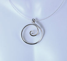 Load image into Gallery viewer, Larger Zen Spiral Circle Necklace in Argentium Sterling Silver, Crashing Wave Pendant, SN61 , Lois Linn Jewelry