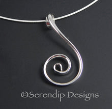 Load image into Gallery viewer, Shiny Silver Fibonacci Spiral Pendant, Larger Shiny Sterling Silver Zen Spiral Necklace, SN8 , Lois Linn Jewelry