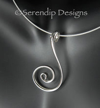 Load image into Gallery viewer, Shiny Silver Fibonacci Spiral Pendant, Larger Shiny Sterling Silver Zen Spiral Necklace, SN8 , Lois Linn Jewelry