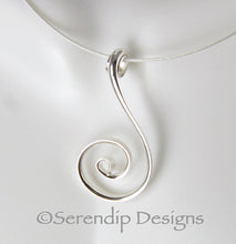 Load image into Gallery viewer, Shiny Silver Fibonacci Spiral Pendant, Larger Shiny Sterling Silver Zen Spiral Necklace, SN8 , Lois Linn Jewelry