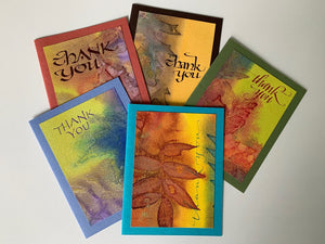 Original Thank You Cards on Leaf Paper #1, Ann Franke