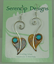 Load image into Gallery viewer, Patina Sterling Silver Lilac Leaf Earrings with Blue Opal, October Birthstone , XE2, Lois Linn Jewelry