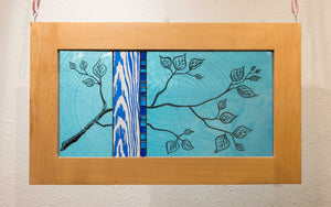Large Window Hanging, Teal and Blue Branch, Kiki Renander #2