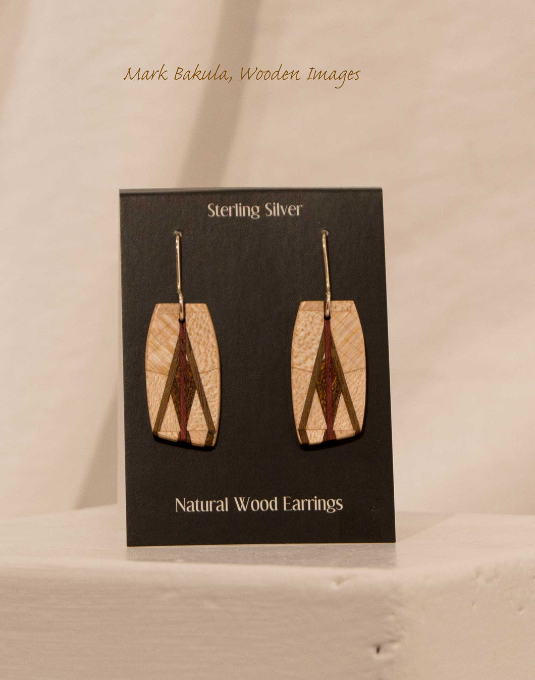 Wooden Inlay Earrings, Mark Bakula #33 Jewelry
