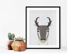 Load image into Gallery viewer, Modern Pronghorn Wood Block Print, Annie Bailey