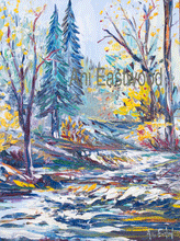 Load image into Gallery viewer, "Kooteni in the fall" Thick Original Plein Air Oil on birch frame