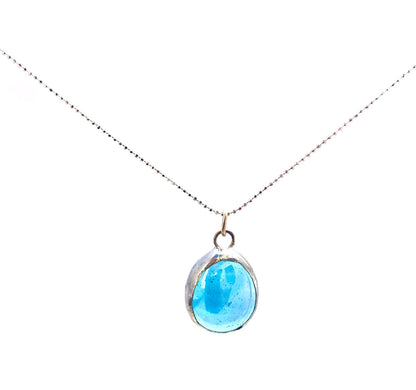 Glass Pendant on 16” Sterling Chain with Extender Chain
