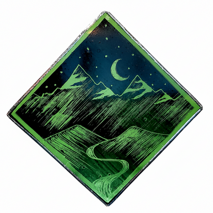 Square Ornament, Green Night