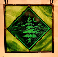 Load image into Gallery viewer, Window Hanging, Tree in Green and Turquoise, Kiki Renander
