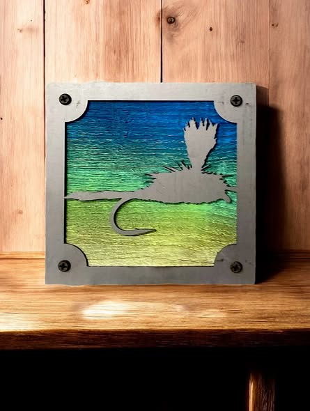 Fishing Wood and Metal Wall piece, Madam Metal Works