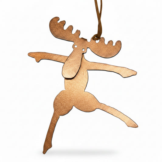 Bronze-colored moose ornament by Dave Larson