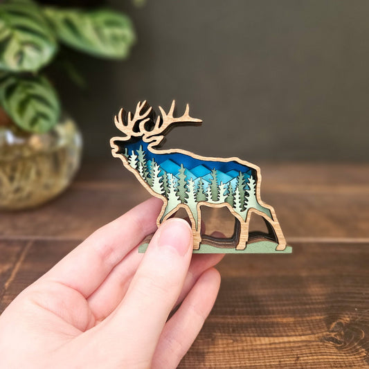3D Layered Elk Art