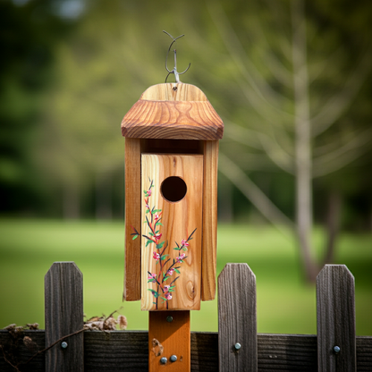 Handmade Cedar Bluebird Box, Branches Design