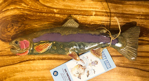 Big Sky Genie- Ceramic Fish Wall Hanging (purple and sage green