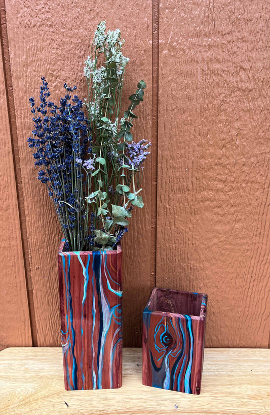 Vases for Dried Arrangements painted with Blues, Ani Eastwood