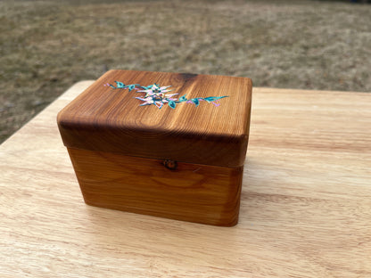 Handmade Cedar Jewelry Box flowers, Ani Eastwood