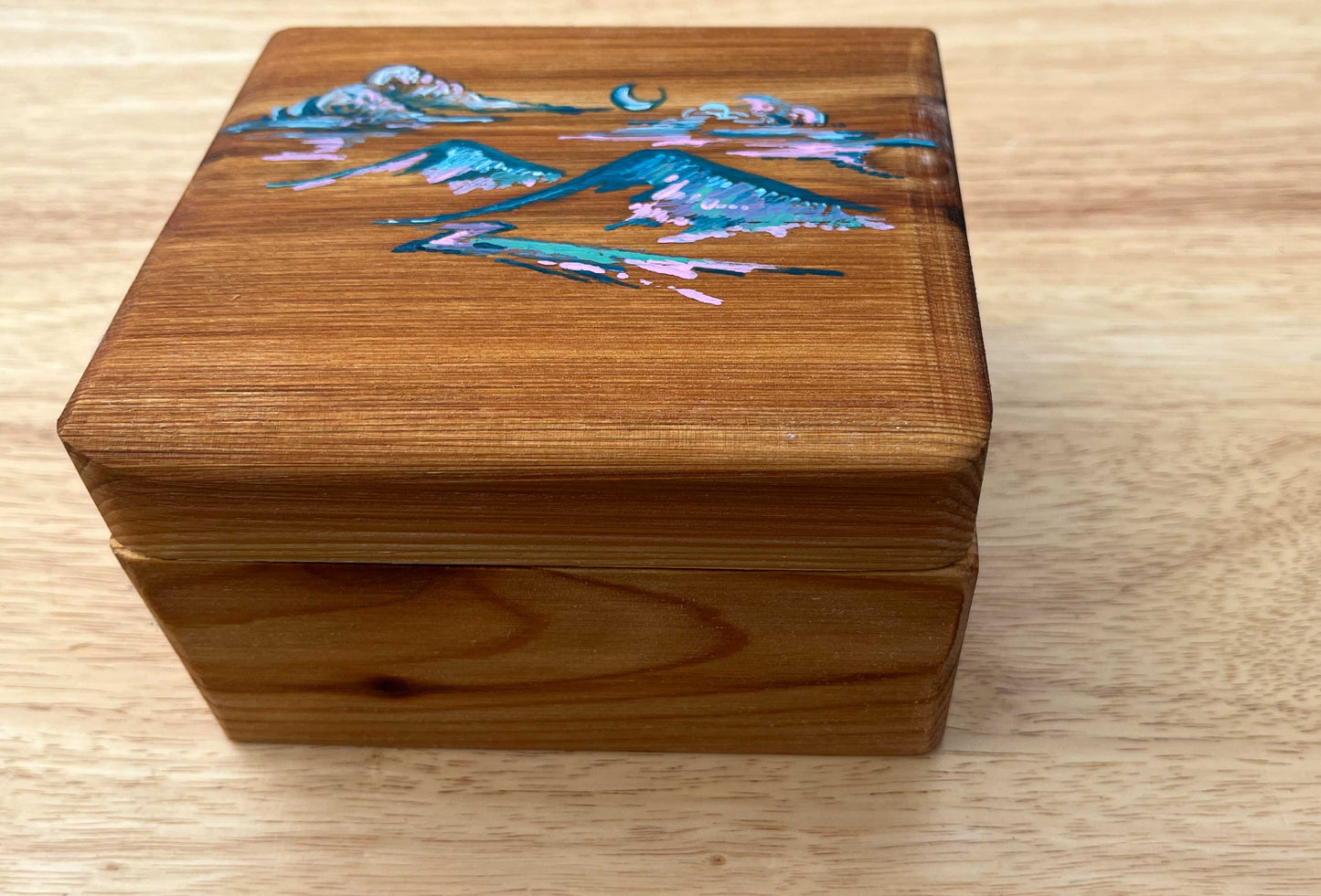 Handmade Cedar Jewelry Box, Mountain Night Sky, Ani Eastwood
