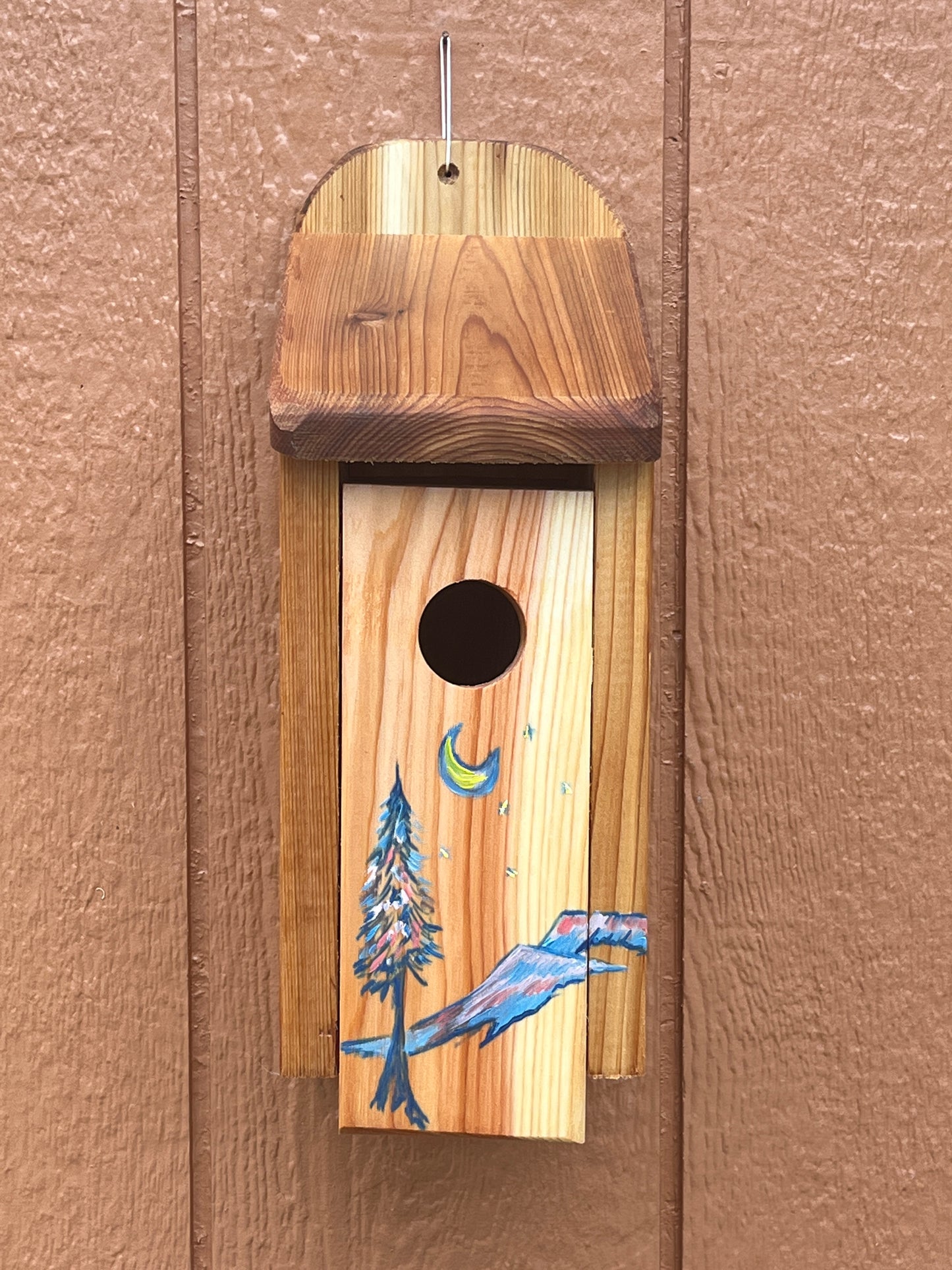 Handmade Cedar Bluebird Box, Mountain Night Sky