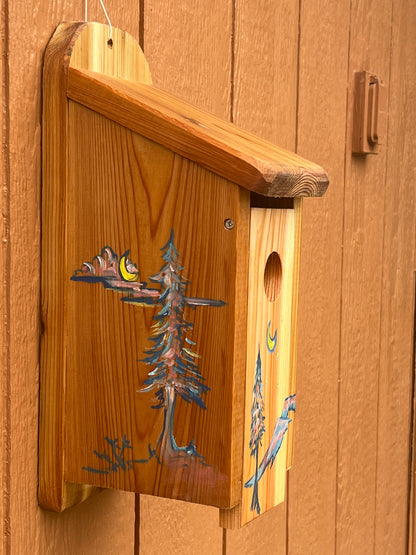 Handmade Cedar Bluebird Box, Mountain Night Sky