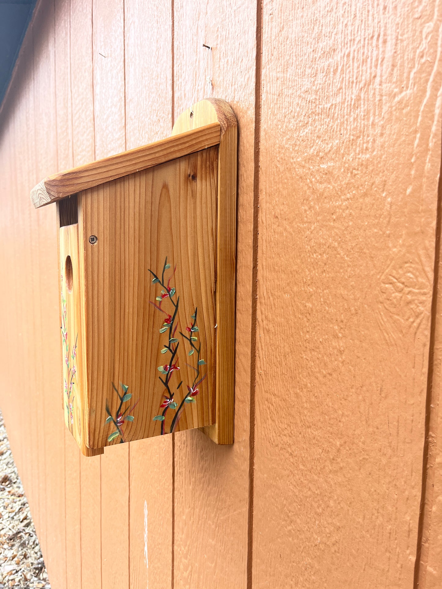 Handmade Cedar Bluebird Box, Branches Design