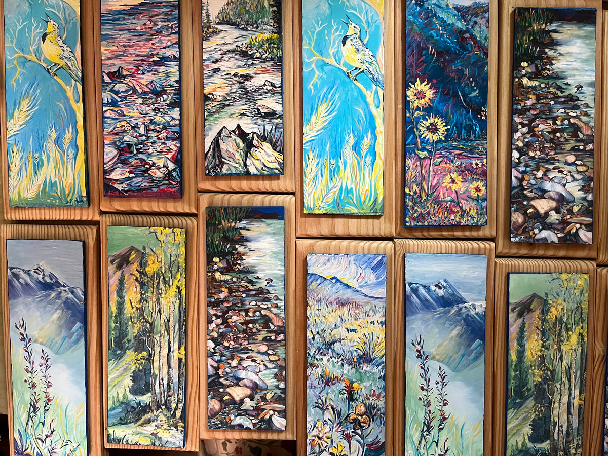 Special Small Handpainted Paper Giclees Mounted on Pine