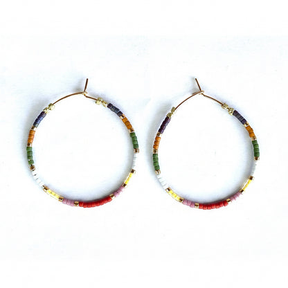 Gold-plated Hoop Earrings with Japanese Miyuki Glass Seed Beads