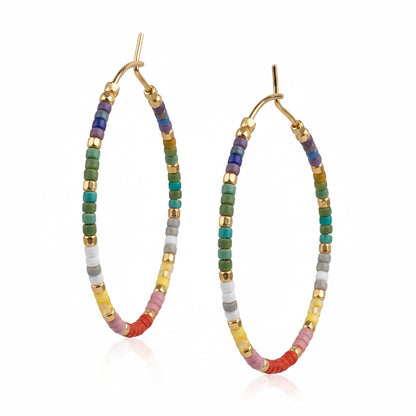 Gold-plated Hoop Earrings with Japanese Miyuki Glass Seed Beads
