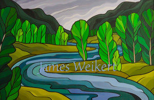 River Day, Original Oil on Panel, James Weikert