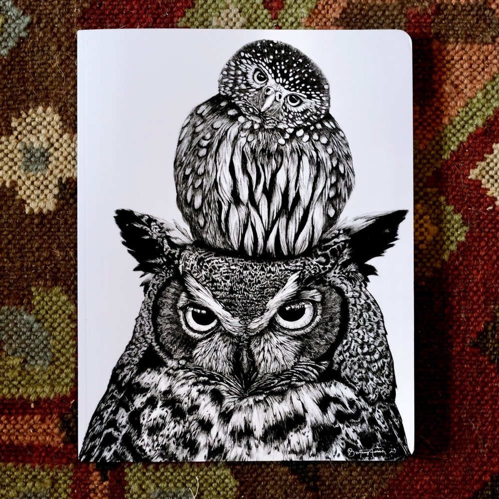 Owl Large Lay-Flat Blank Notebook