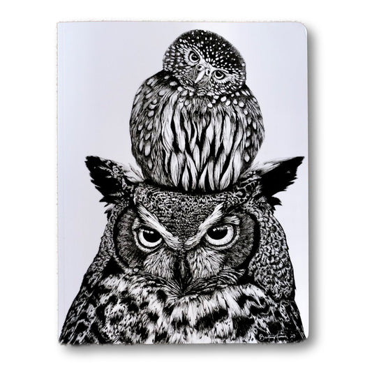 Owl Large Lay-Flat Blank Notebook